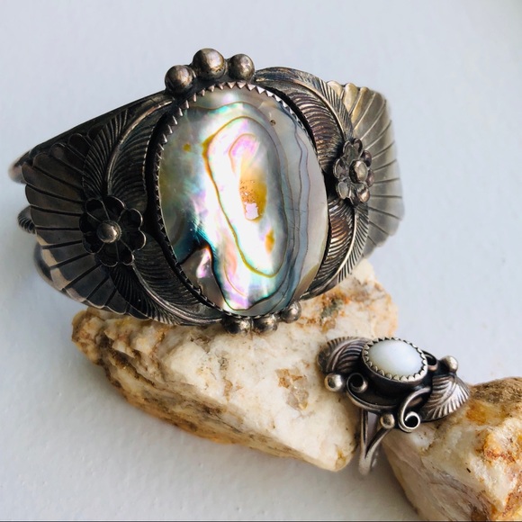 ❌SOLD❌VTG Navajo Sterling ManyGoats Abalone Pearl - Picture 13 of 16